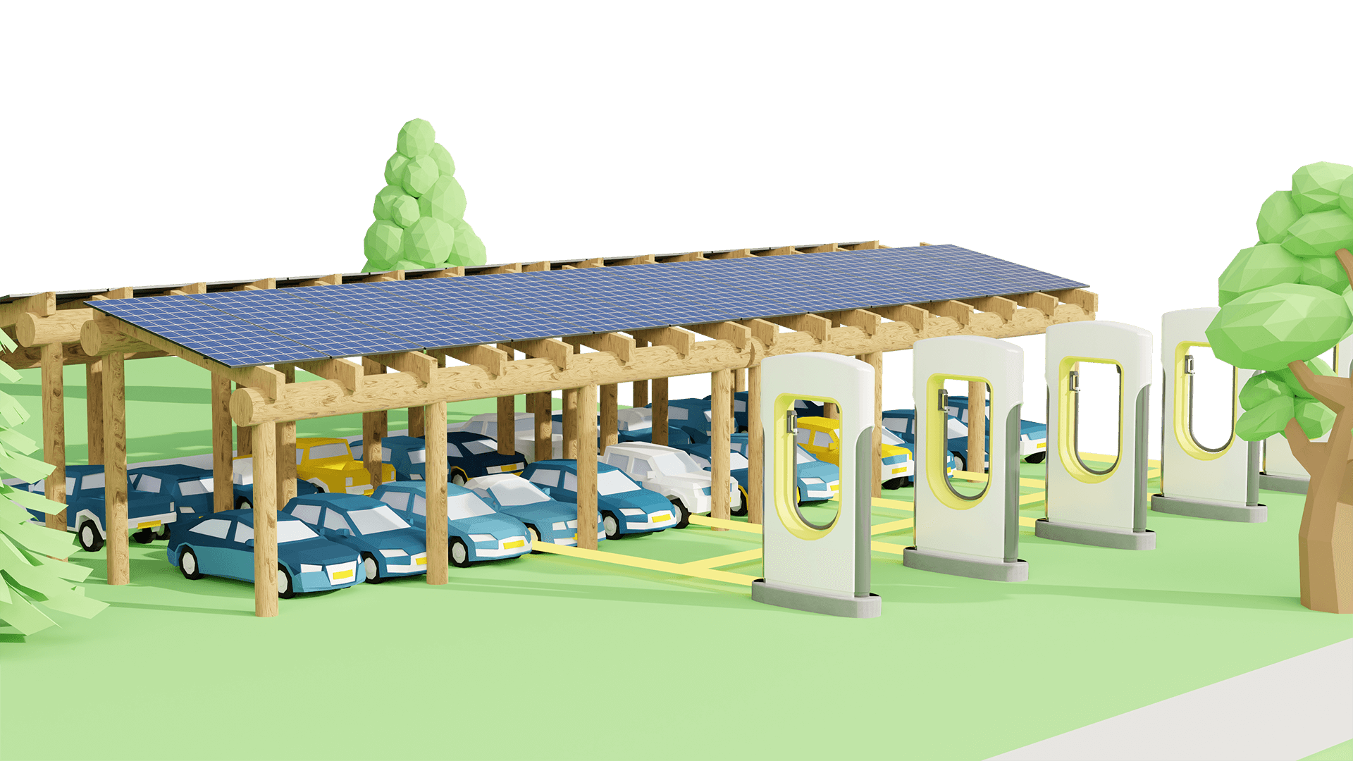 Solinoor solarcarport 3D model close-up