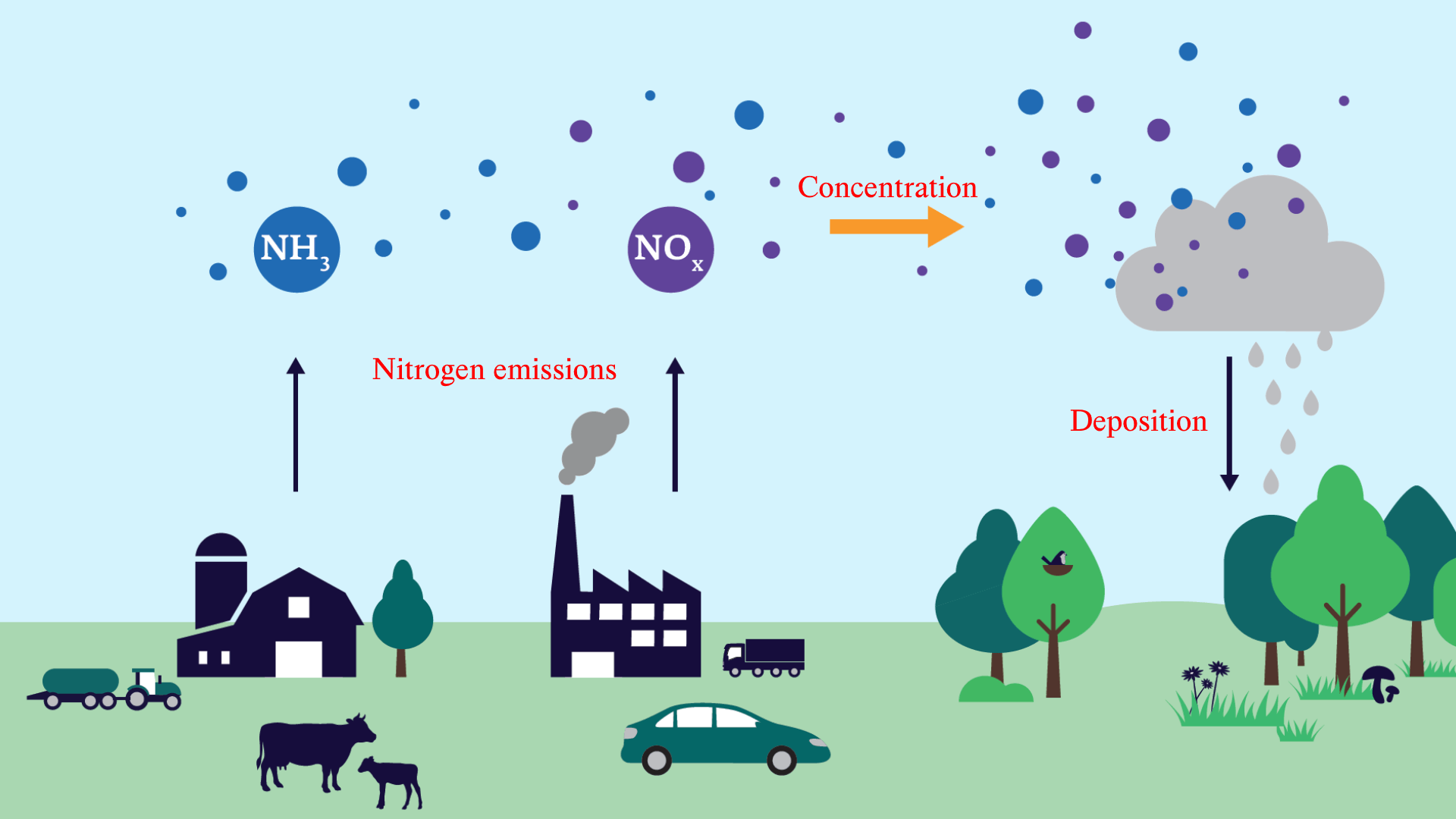 Stikstof emissie en depositie infographic
