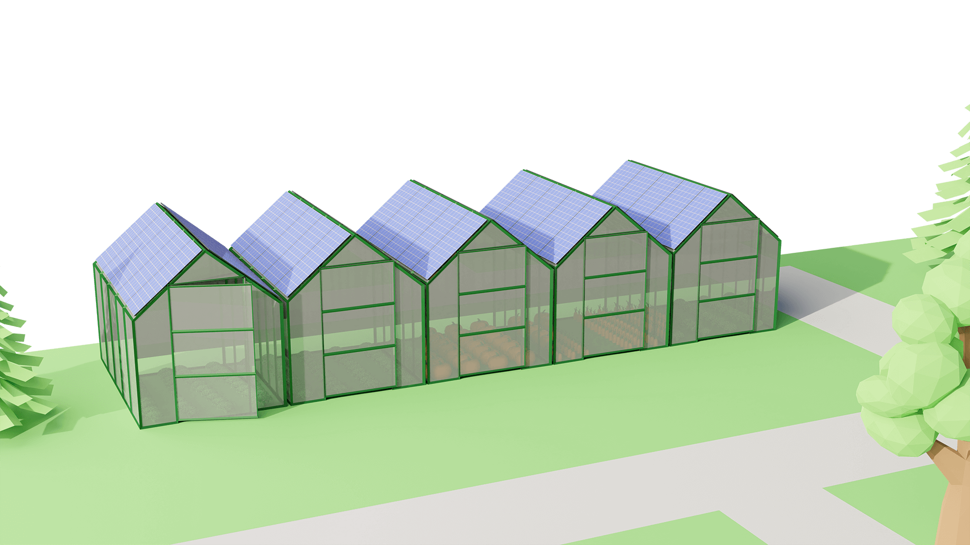 Glastuinbouw met duurzame zonne-energie - Solinoor 3D model