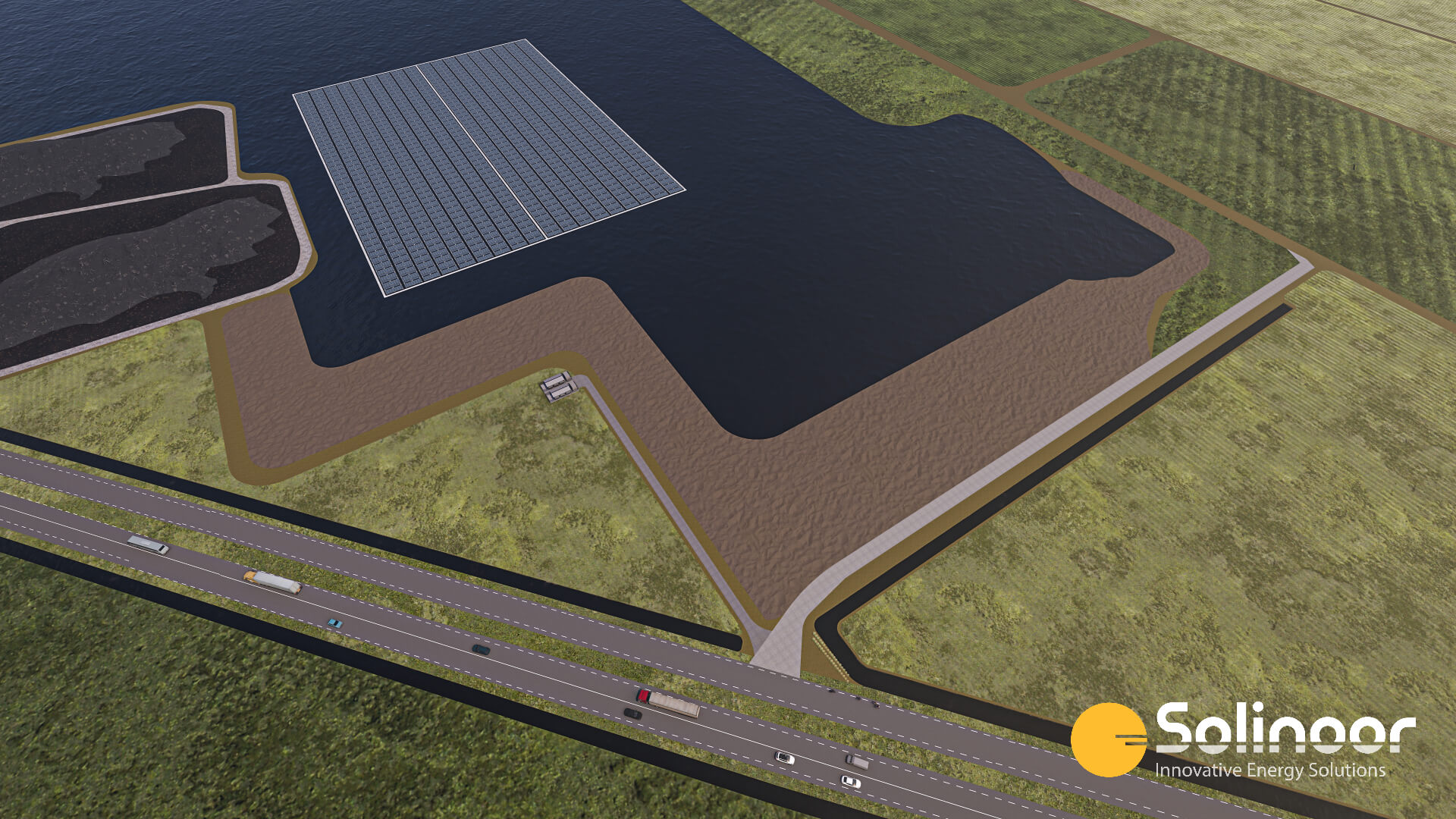 Reiger en natuur bij drijvende zonnepanelen