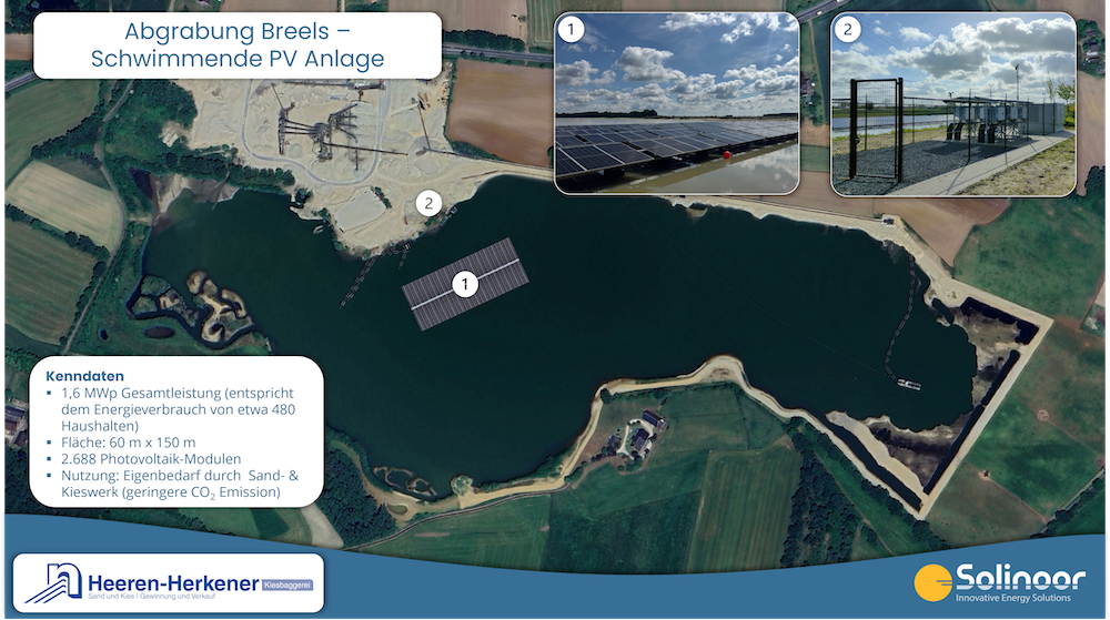 Solinoor drijvend zonnepark Zaltbommel in Gelderland - bovenaanzicht met groen